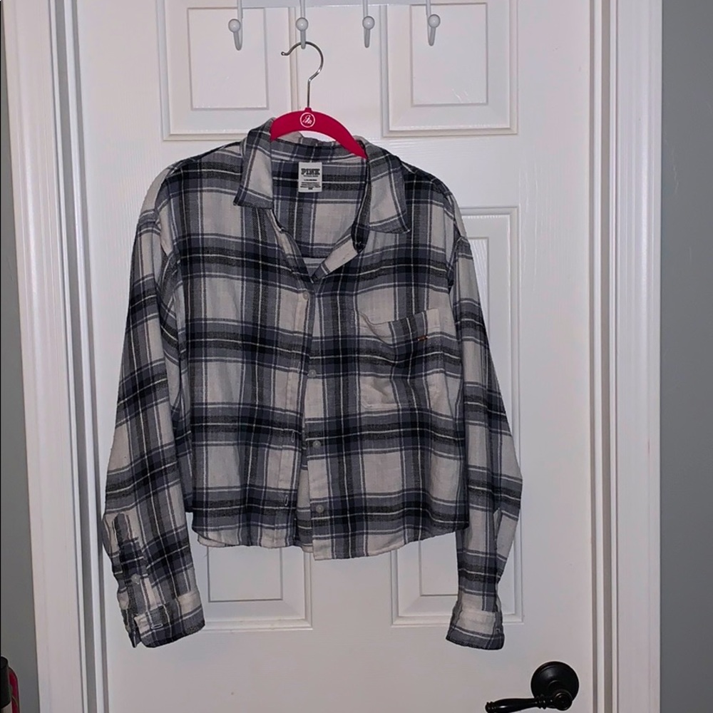 Black and white button down half shirt